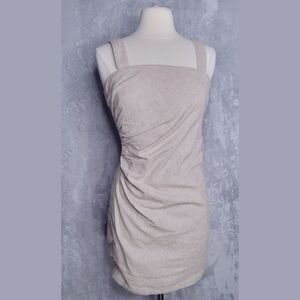 ABERCROMBIE & FITCH Oatmeal Mini Sundress Size S *Tall Ruched Sleeveless Linen